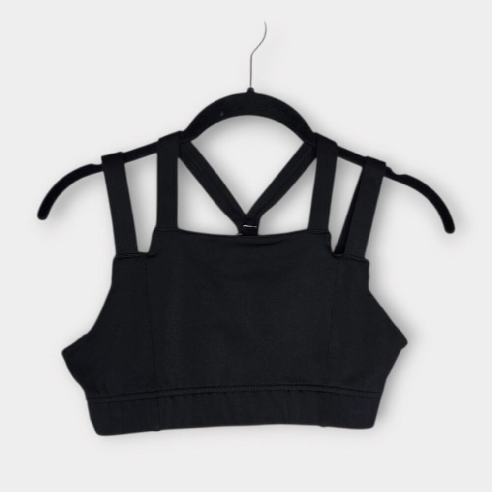 Oiselle Black Strappy Sports Bra Running Adjustable Support Women's Size 4